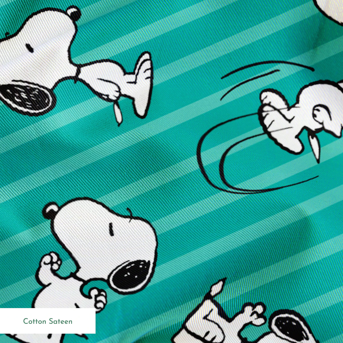 Peanuts Snoopy on Teal Stripes Fabric