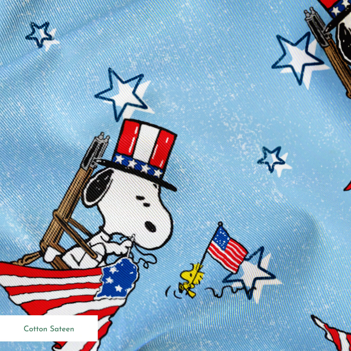 Peanuts Patriotic Snoopy Flag on Blue Fabric