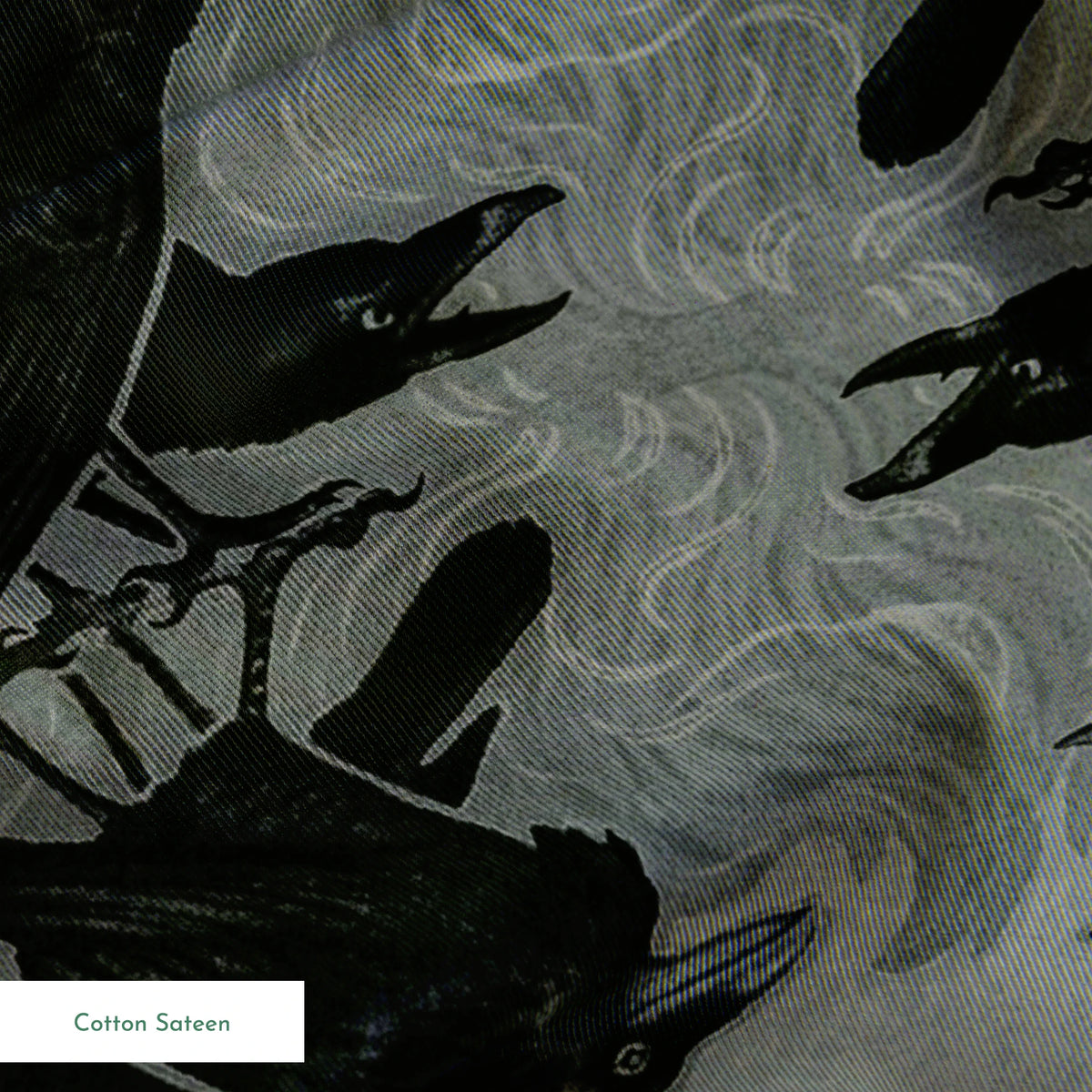 Raven Ramble on Mummy Gray Fabric