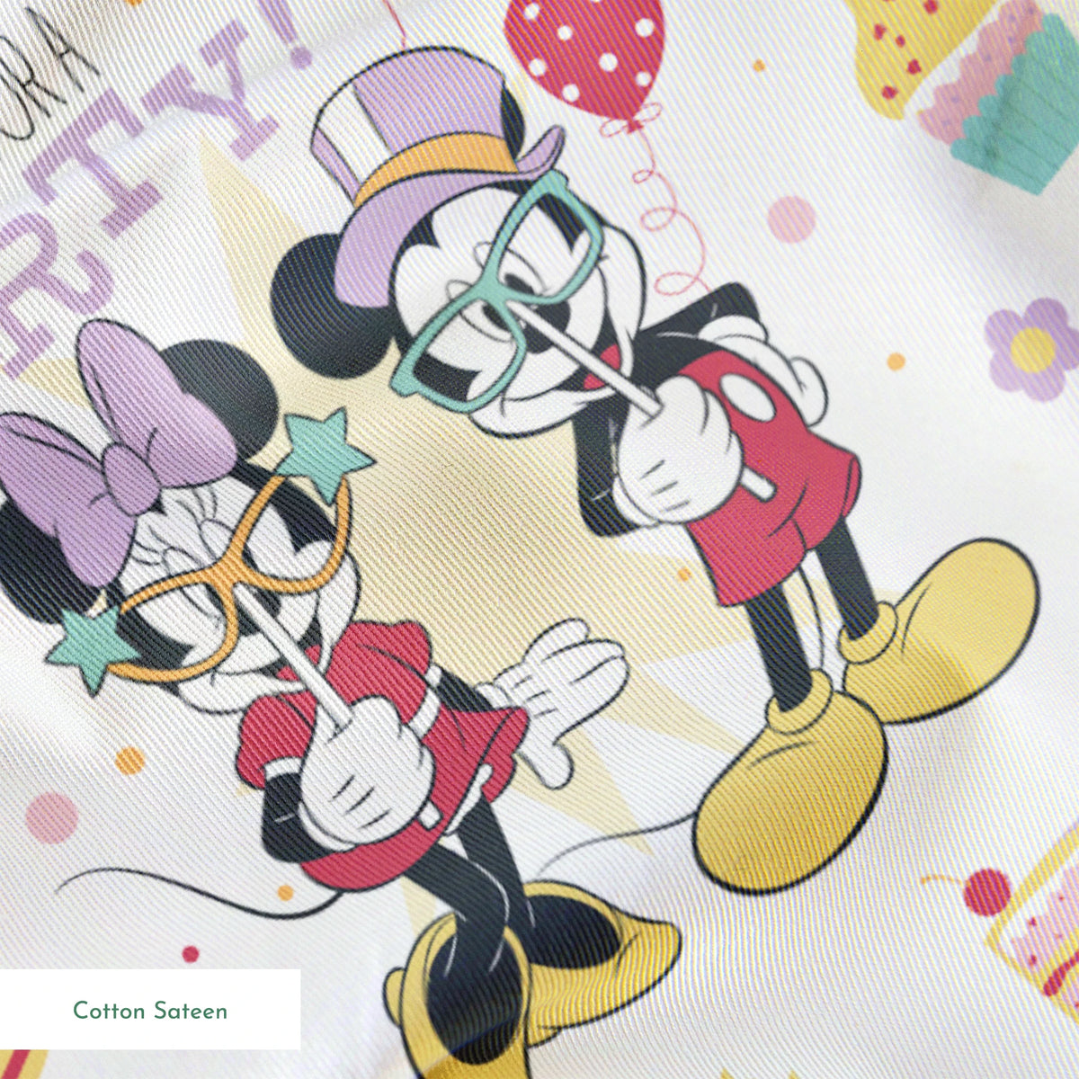 Disney Mickey Mouse and Minnie Mouse Time for a Party Fabric