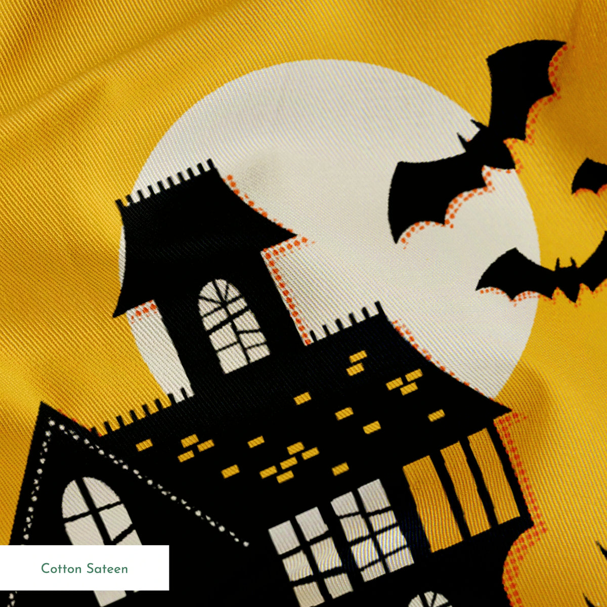 Haunted House on Gold Dust Fabric