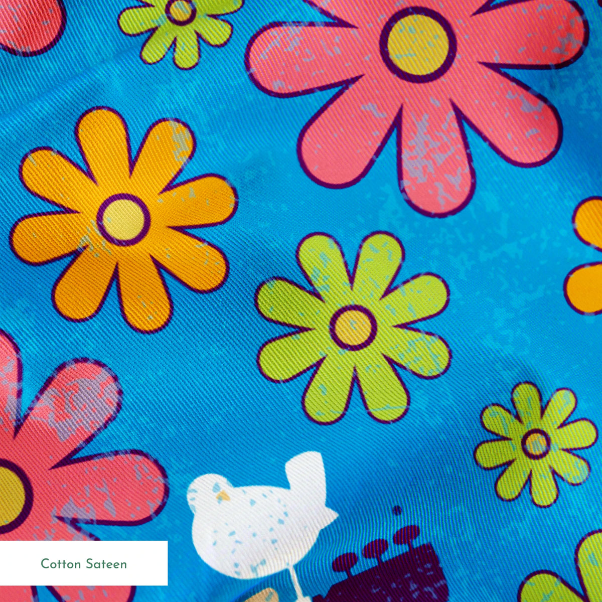 Woodstock Florals on Blue Fabric
