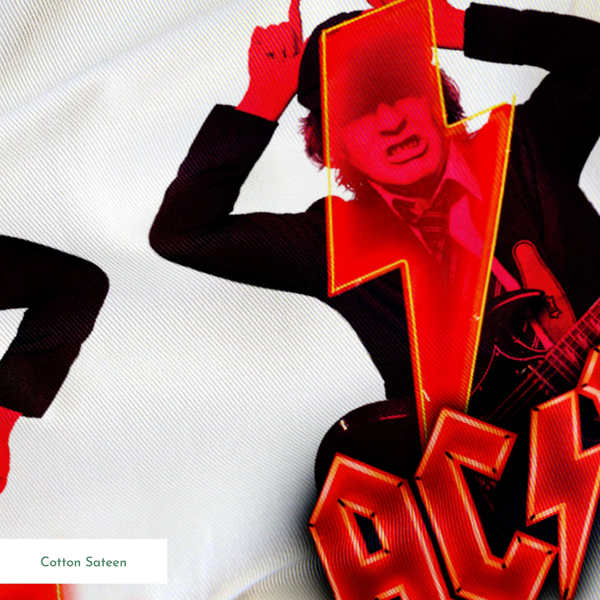 AC/DC Angus Young Pwr Up on White Fabric