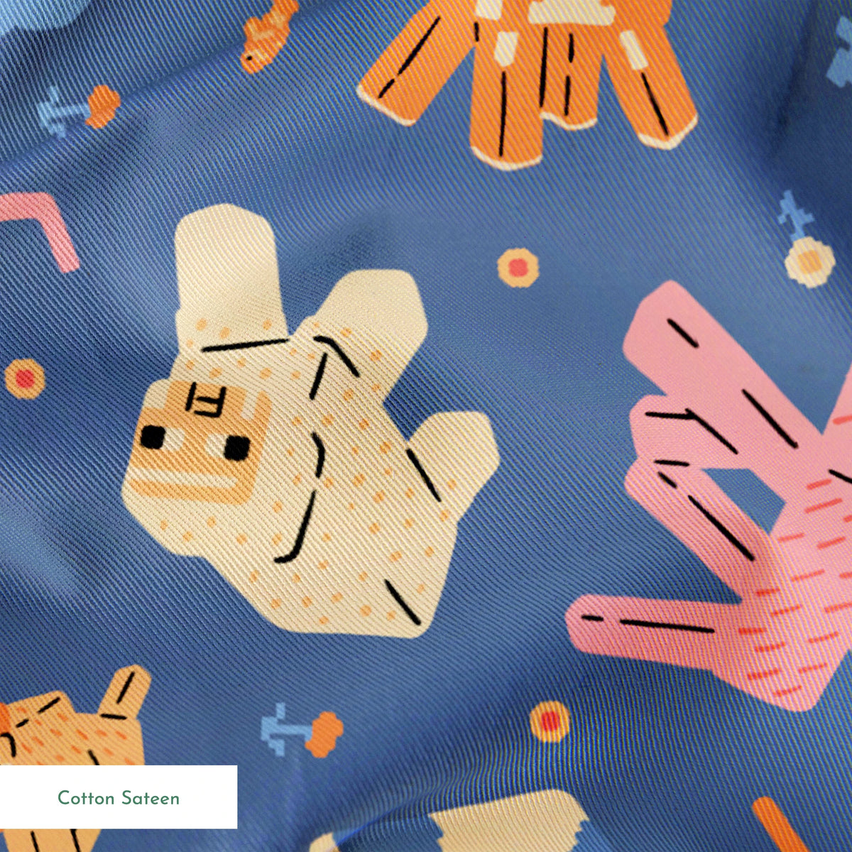 Minecraft Pastel Passive Mobs on Purple Fabric