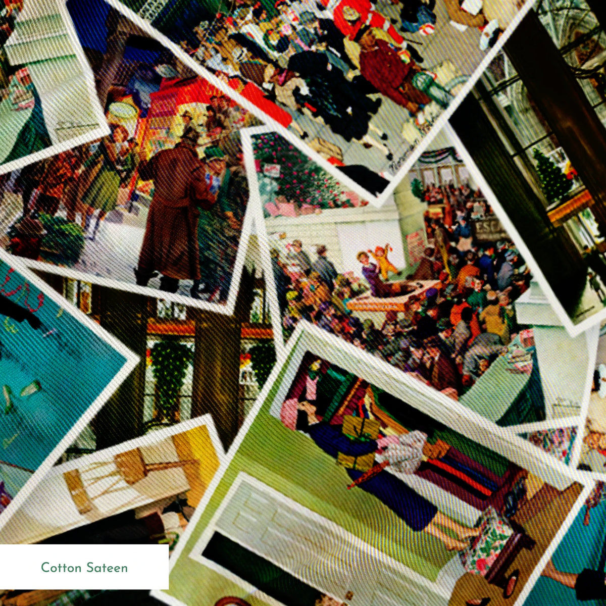 Saturday Evening Post Holiday Postcard Toss Fabric