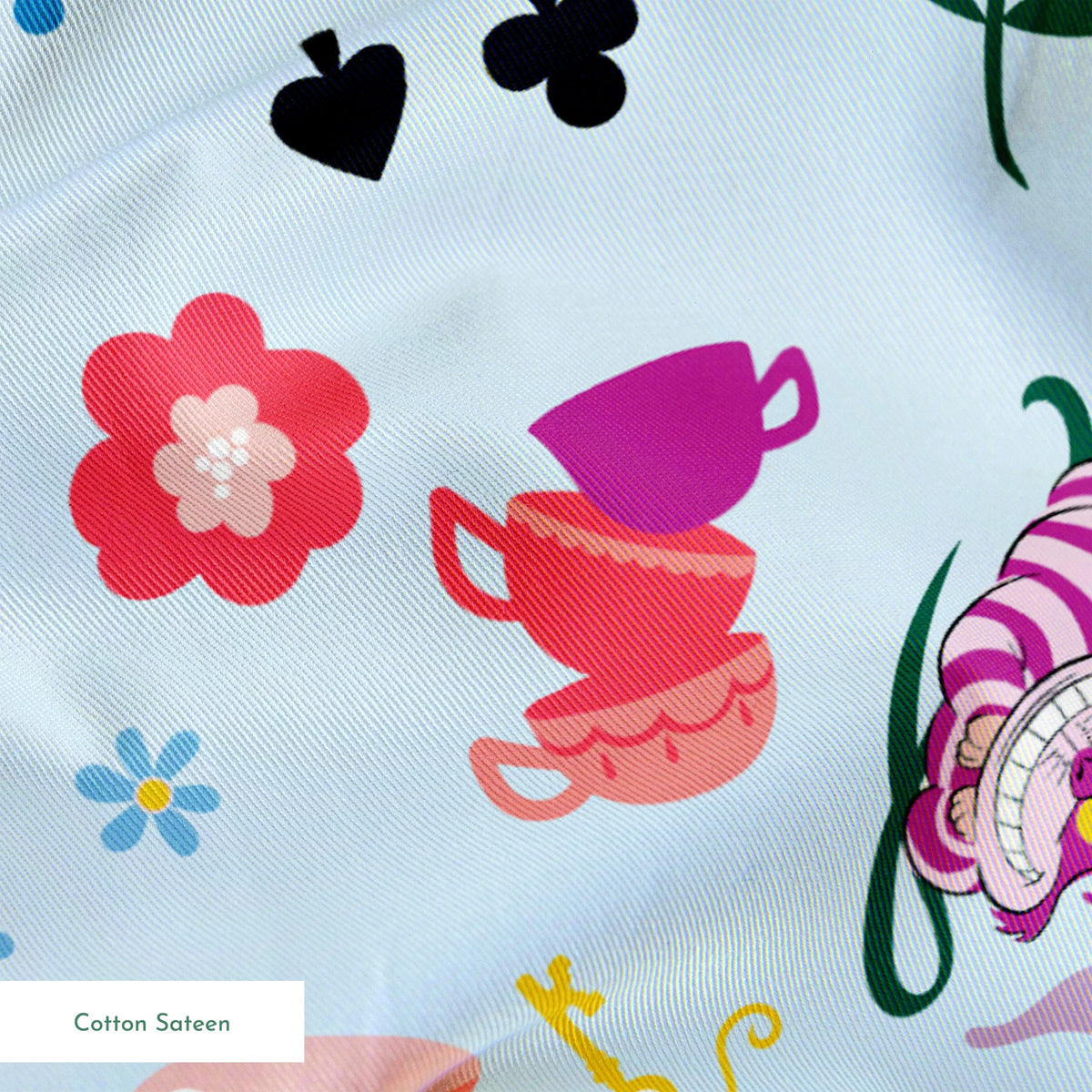 Disney Alice in Wonderland  Wandering in Wonderland on Blue Fabric