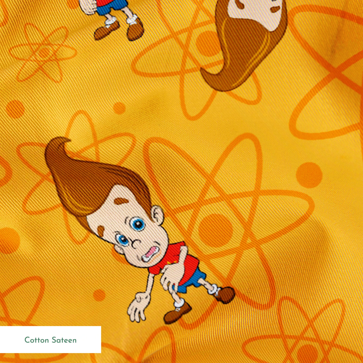 Paramount Jimmy Neutron Atomic Boy Genius on Orange Fabric