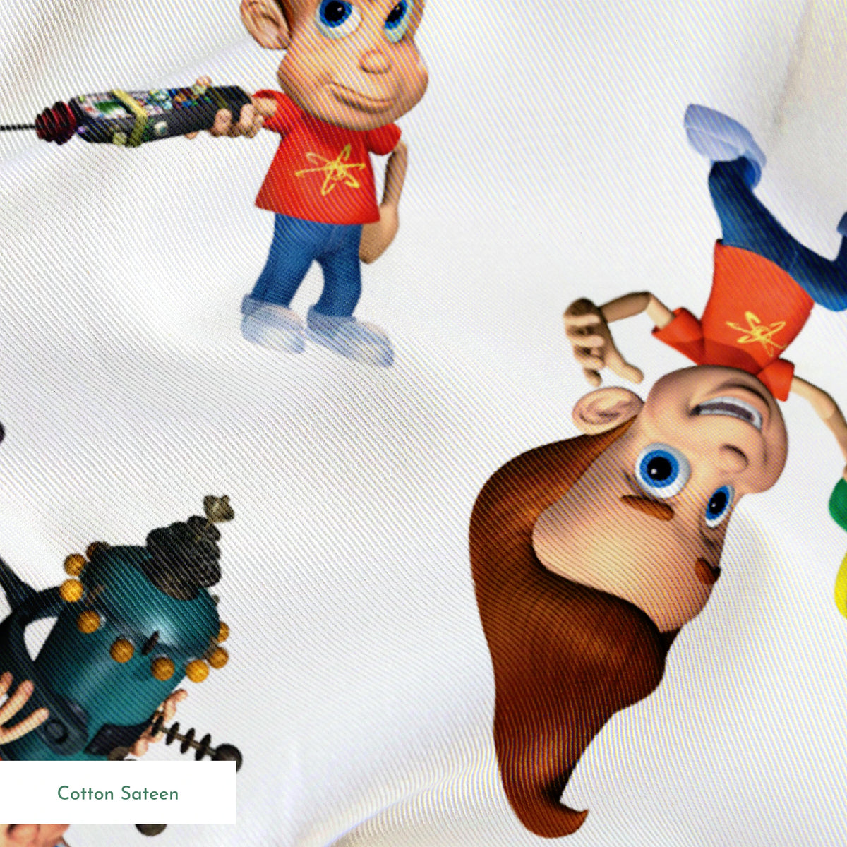 Paramount Jimmy Neutron Getting into Mischief on White Fabric