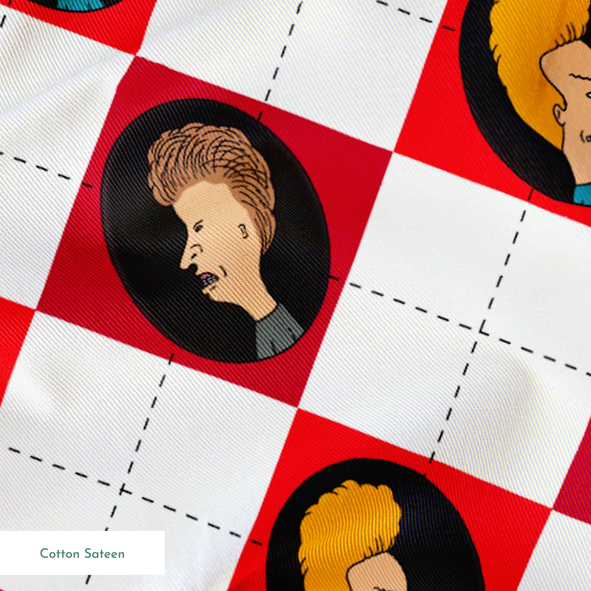 Paramount Beavis and Butt-Head Argyle on Red Fabric