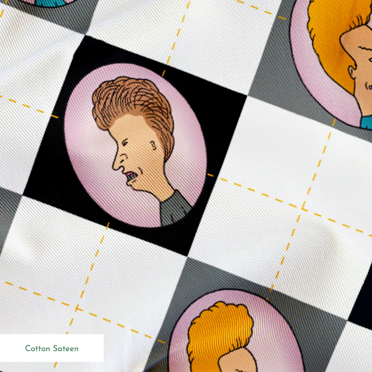 Paramount Beavis and Butt-Head Argyle on Black Fabric