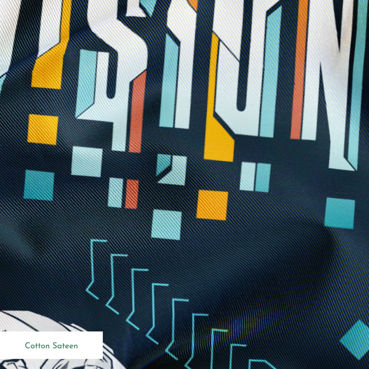 Marvel VisionQuest White Typography on Navy Fabric