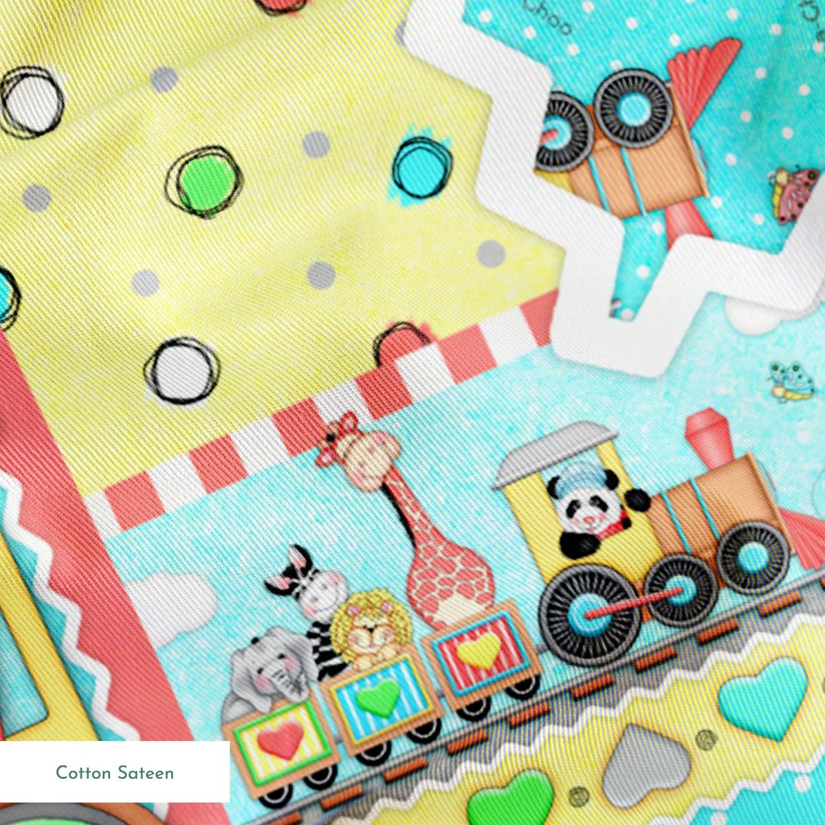 Vicki Schreiner BaZooples Panda Train Patchwork Fabric