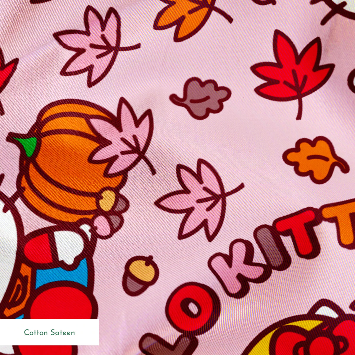 Hello Kitty® Autumn Leaves on Pink Fabric
