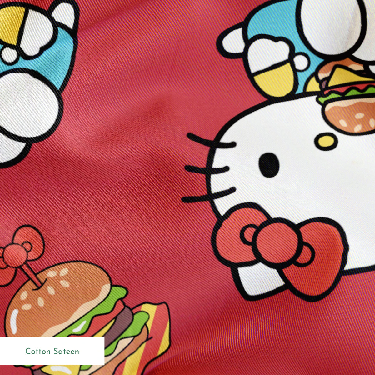 Hello Kitty® Burgers on Red Fabric