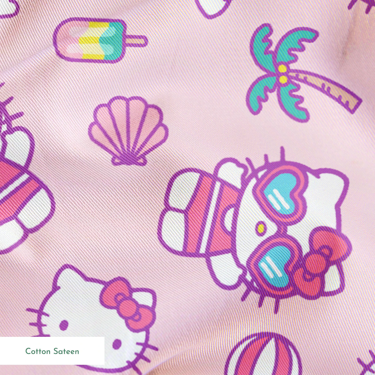 Hello Kitty® Beach Day Fun on Pink Fabric
