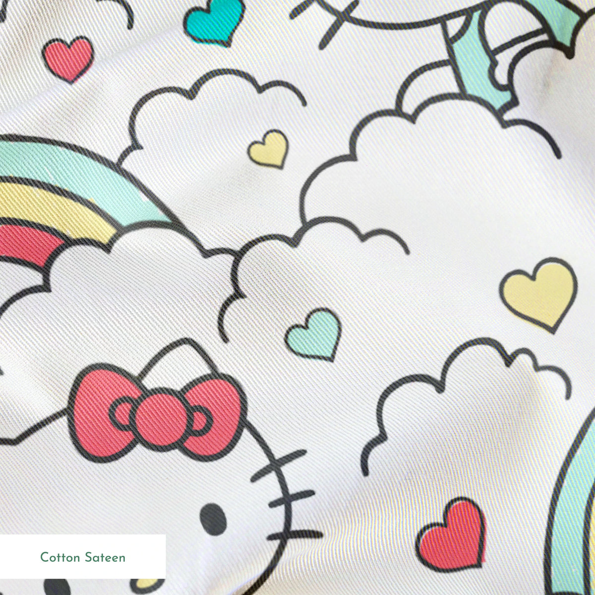 Hello Kitty® Clouds with Rainbows Hearts Fabric