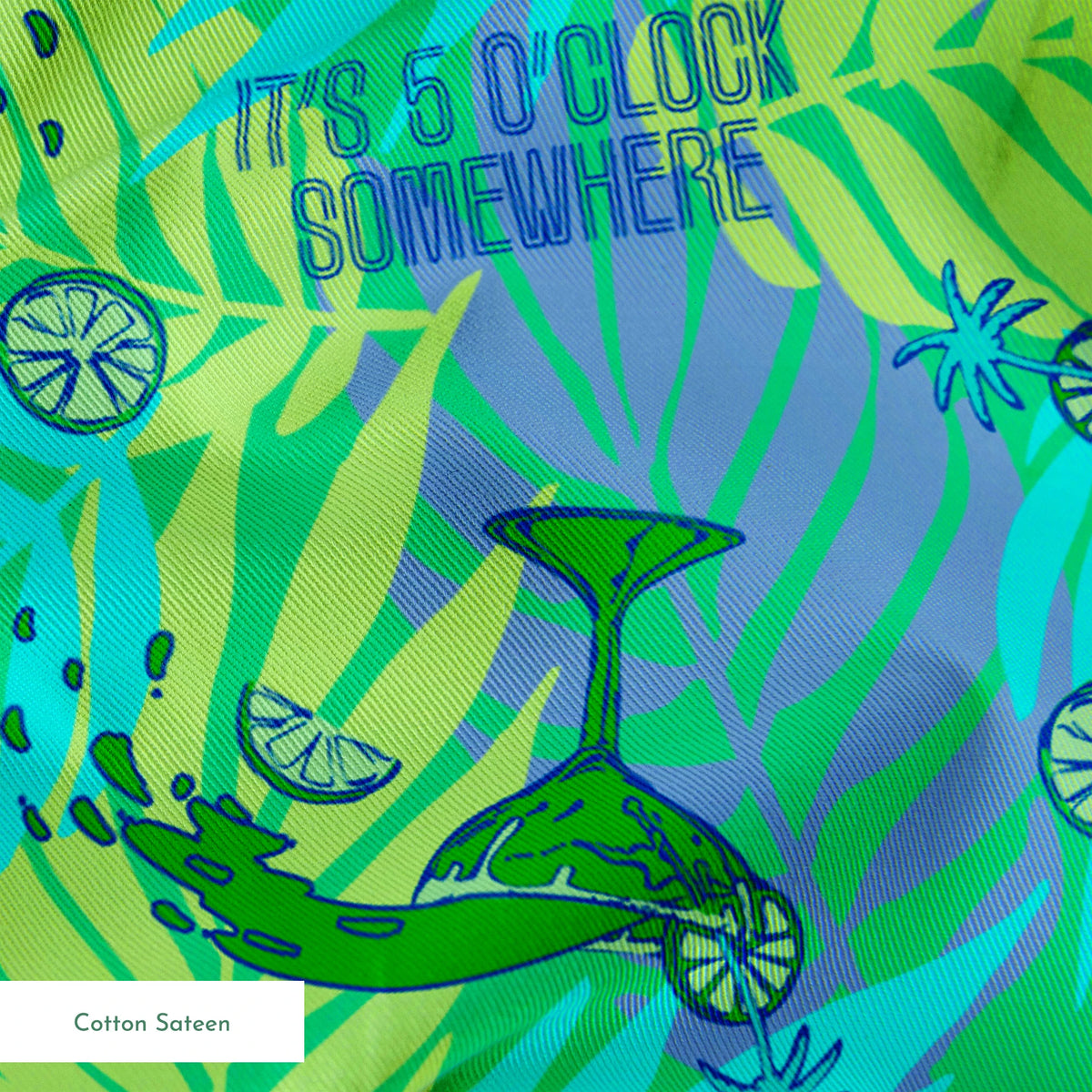 Margaritaville It's 5'O Clock Somewhere Tropical Turquoise Fabric