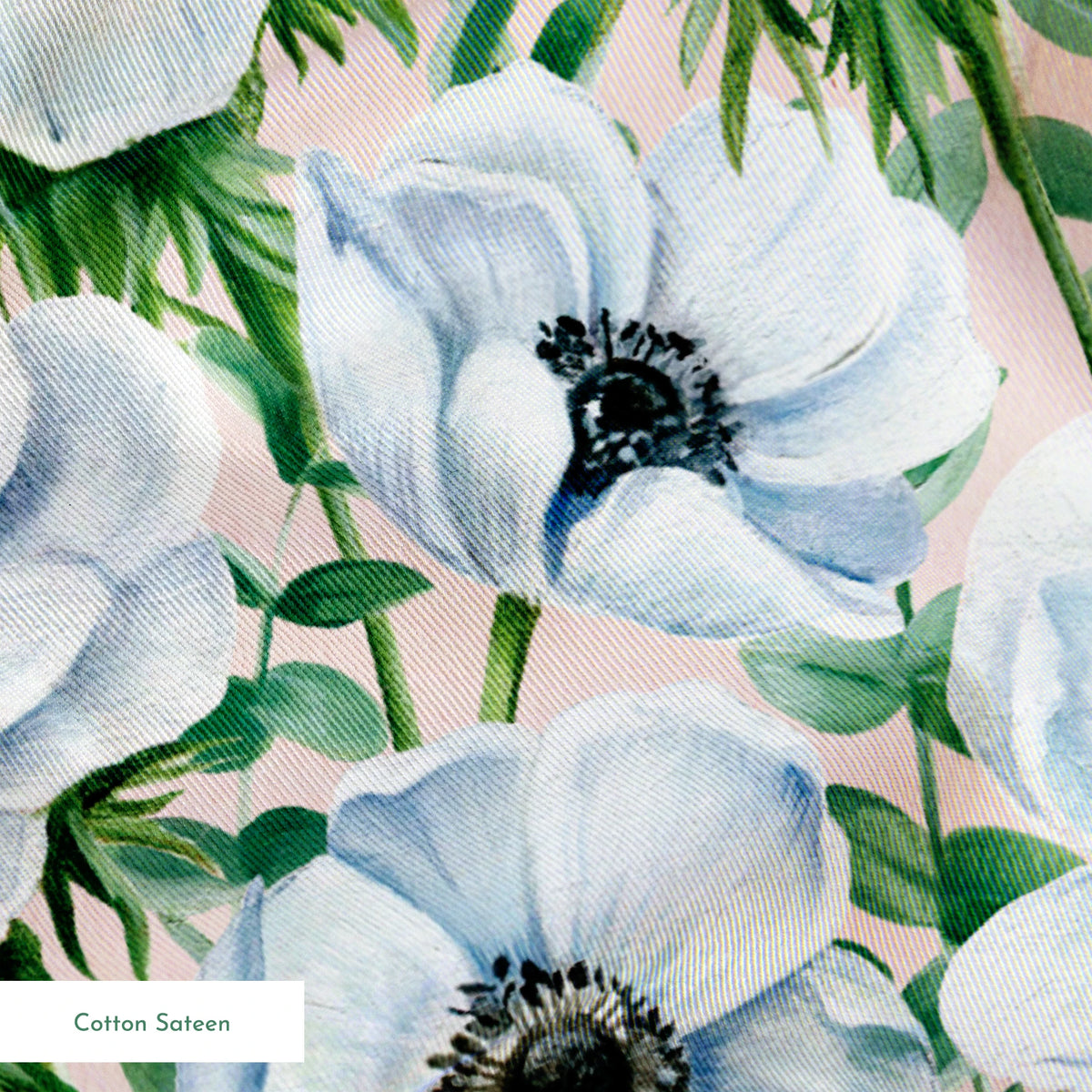 Danielle Murray White Anemones on Pink Fabric