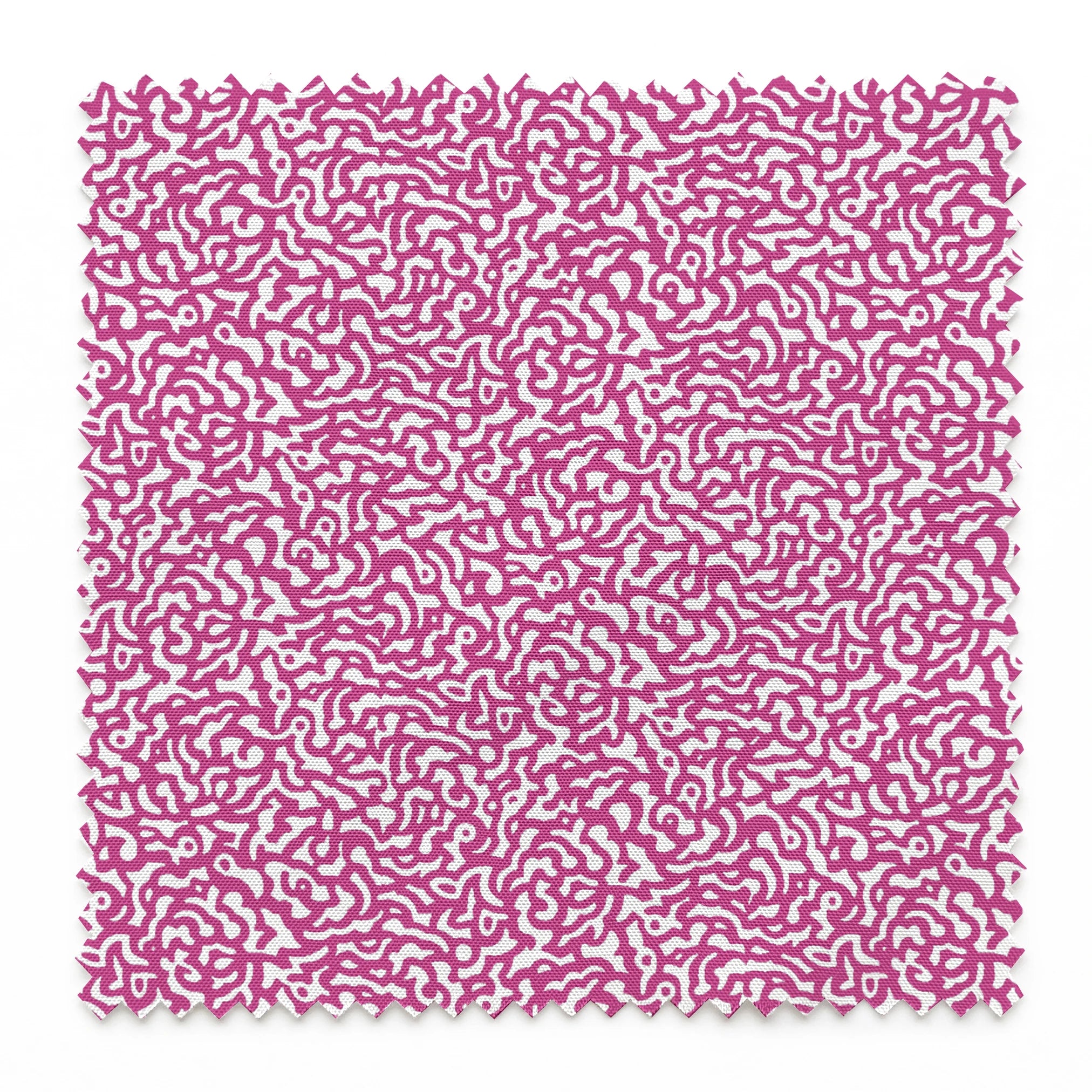 Intricate magenta squiggly pattern on white background resembling organic coral-like shapes springs swatch pinked
