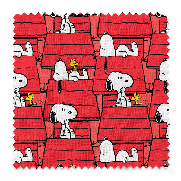 Peanuts Snoopy and Woodstock Red Doghouse | Fabric by the Yard