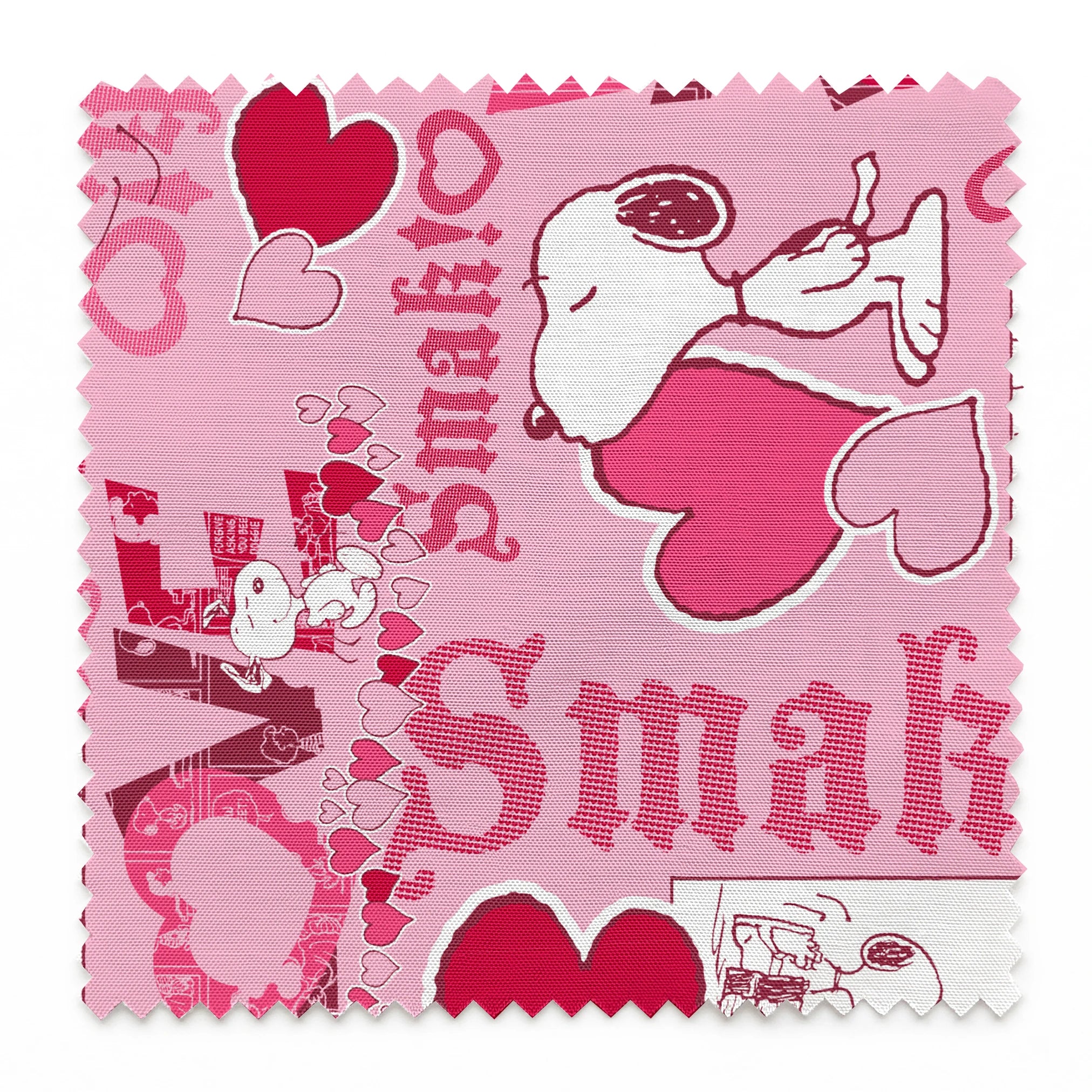 Peanuts Snoopy Love Pink Fabric