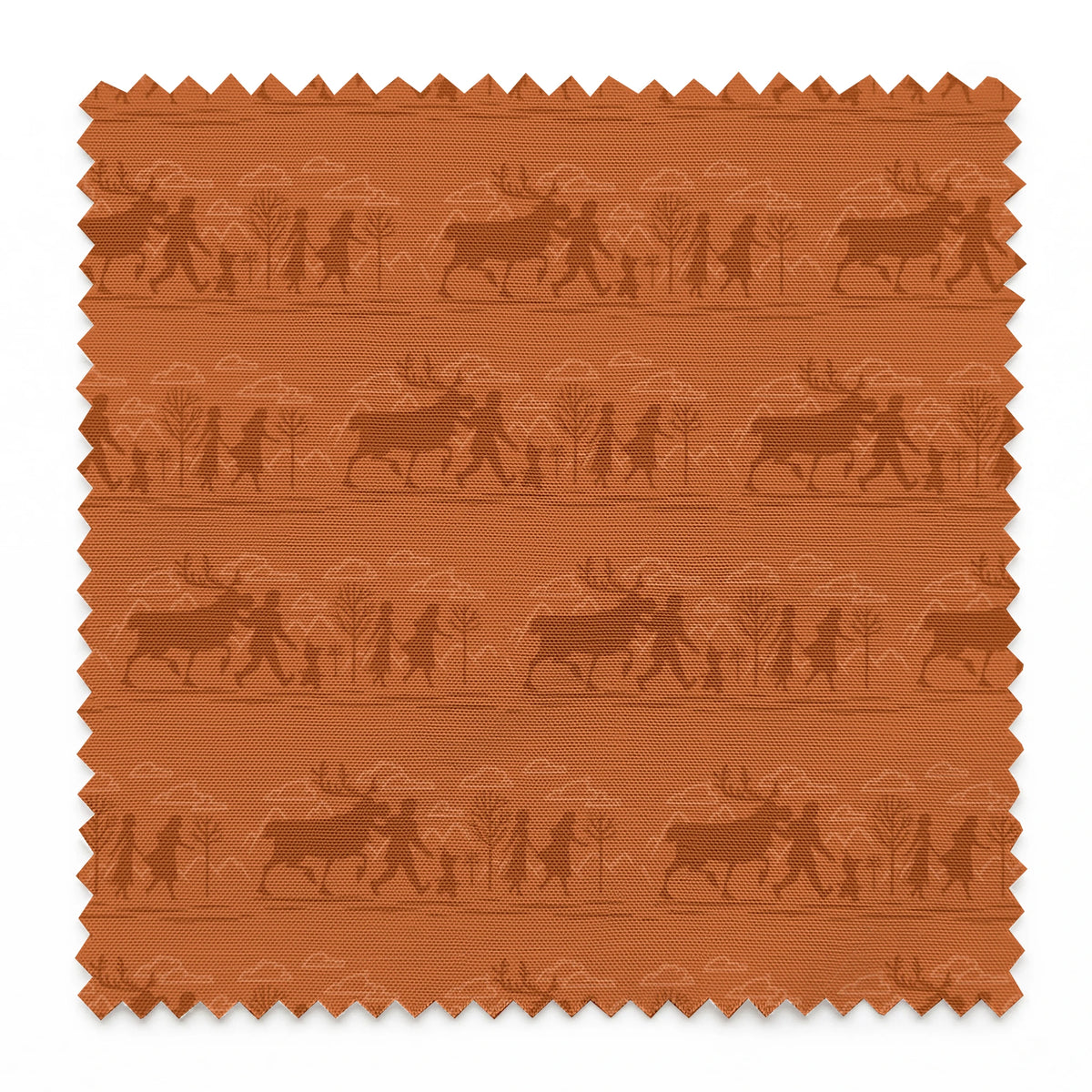 Repeating brown pattern with silhouettes of Frozen characters and trees in a rustic woodland scene springs swatch pinked