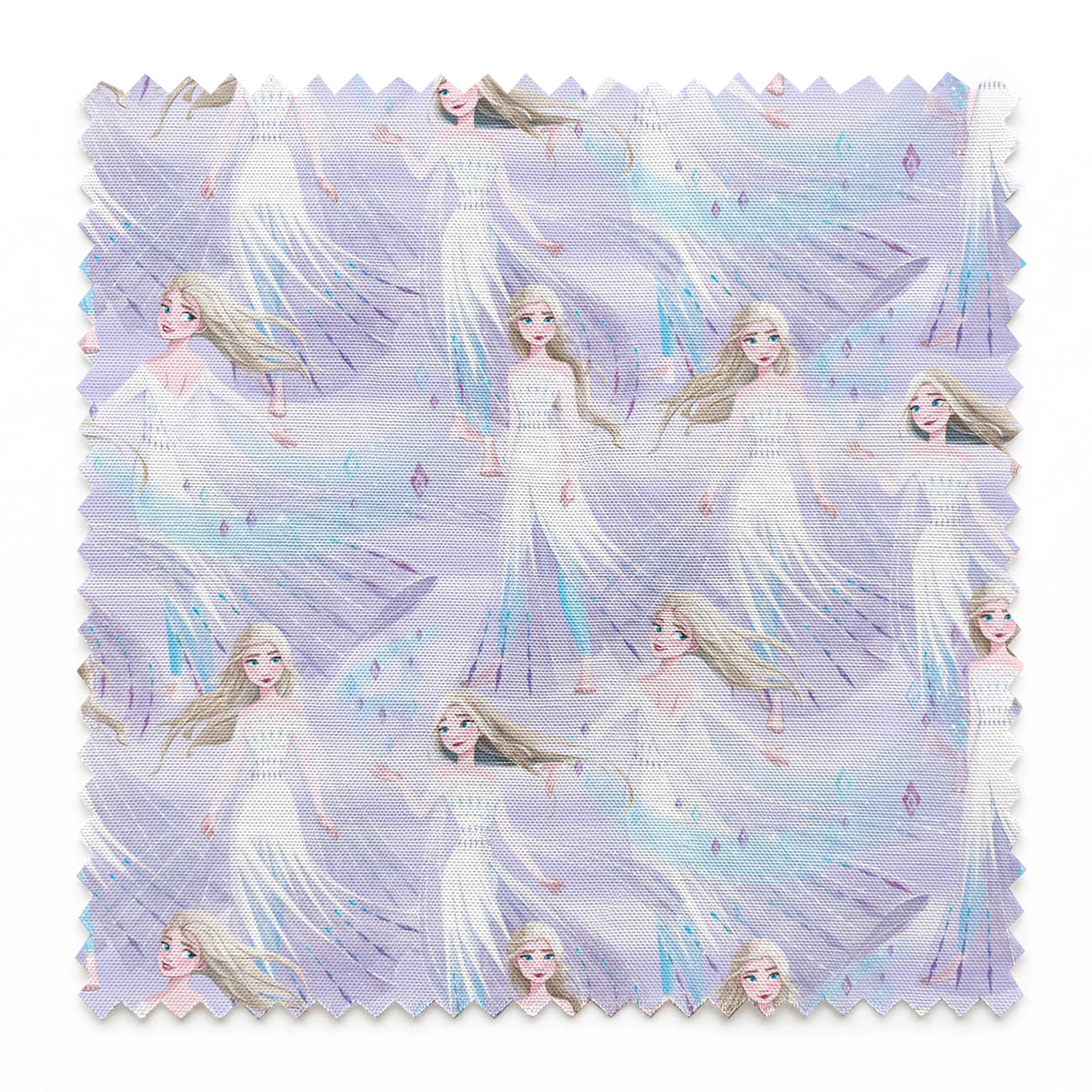 Frozen's Elsa against a dreamy purple-blue background springs swatch pinked