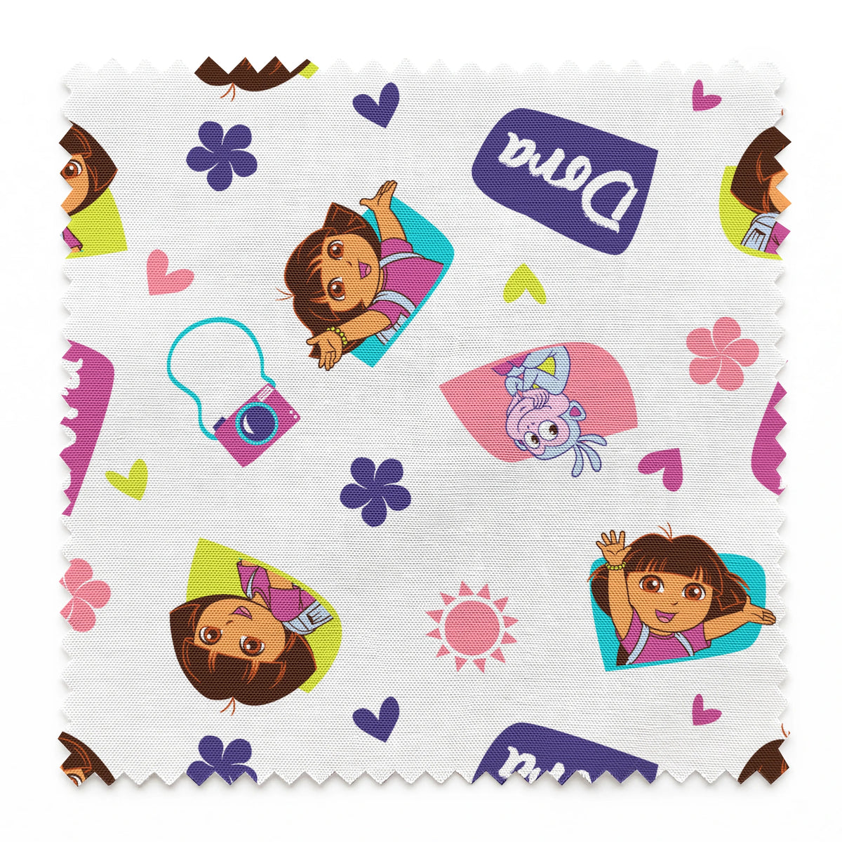 Nickelodeon Dora the Explorer Flowers and Hearts | Fabric by the Yard