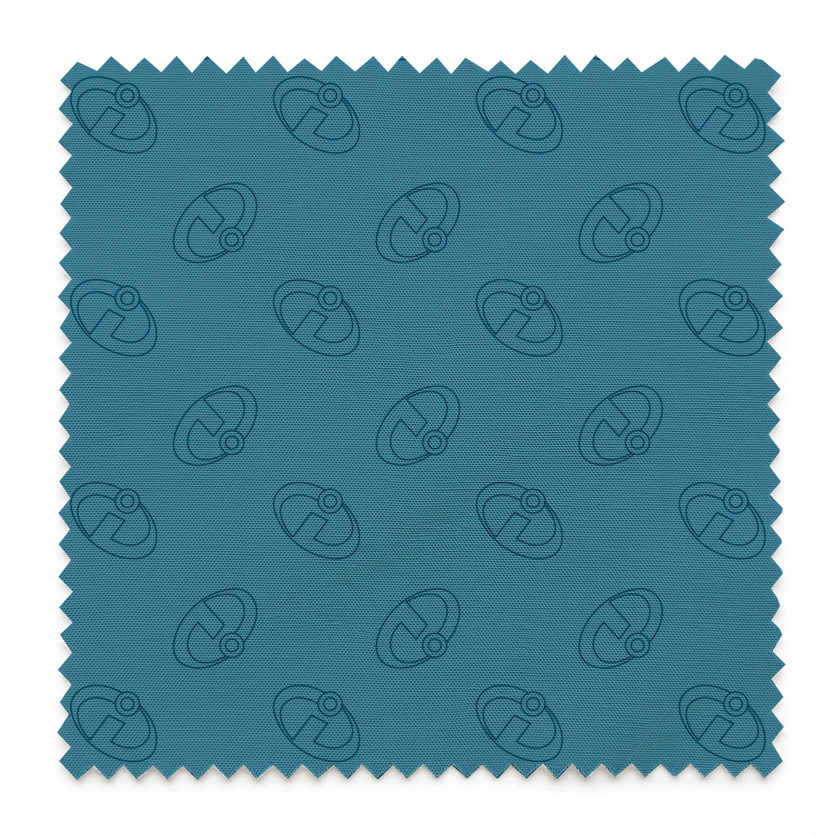 Abstract blue background with The Incredibles logos in repeating pattern springs swatch pinked