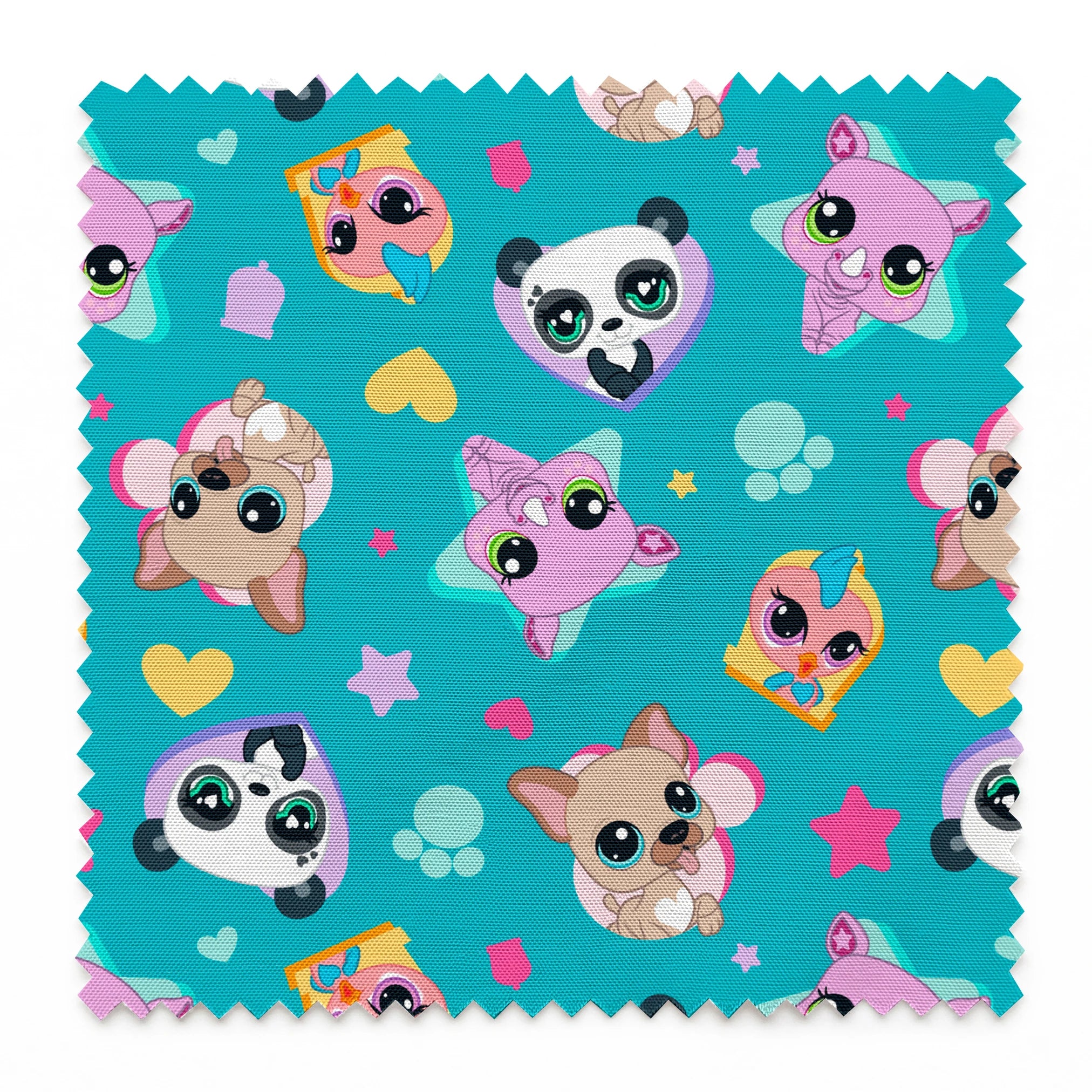 Hasbro Littliest Pet Shop Pet Friends on Aqua Fabric
