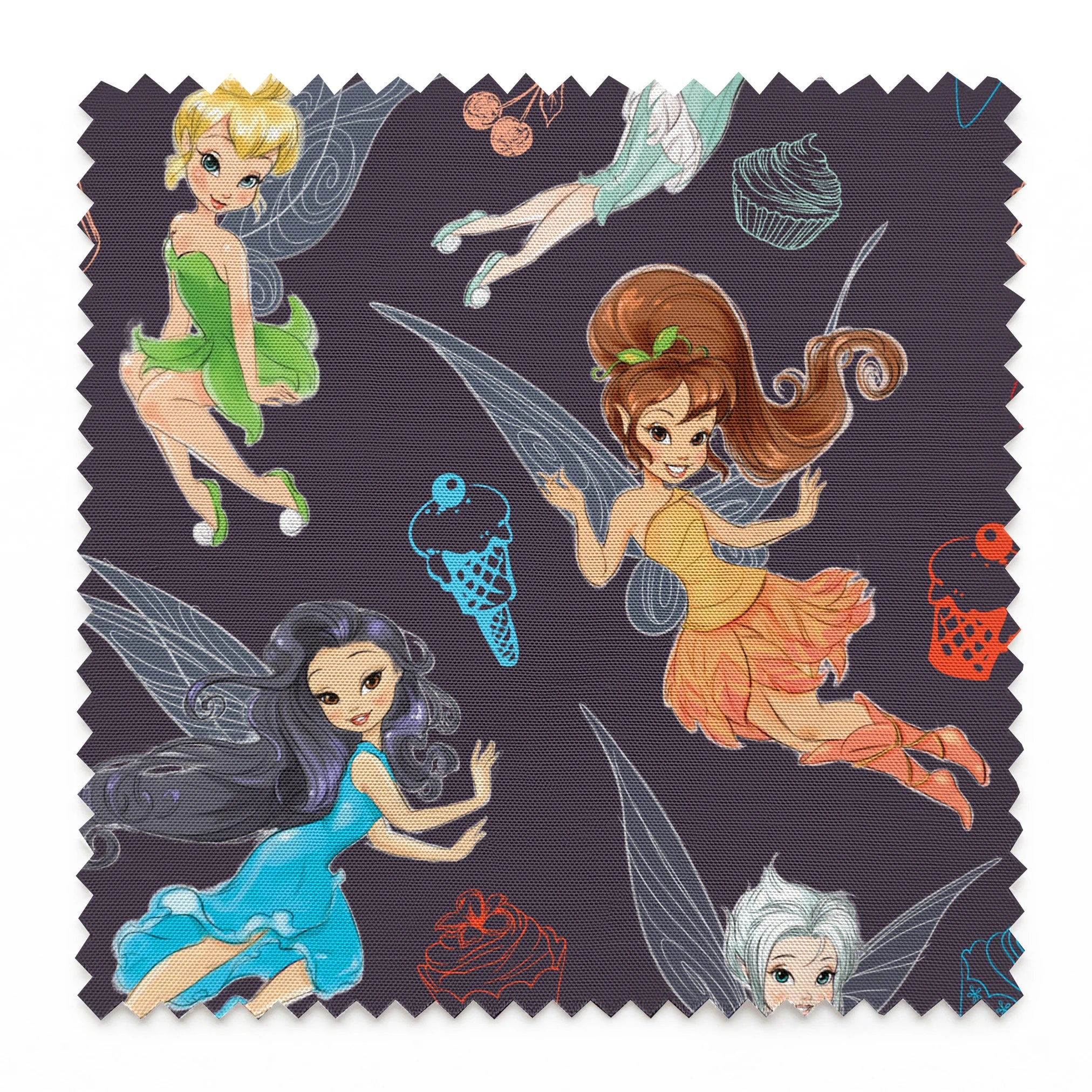 Disney Tinker Bell and Fairies Dessert Toss Fabric