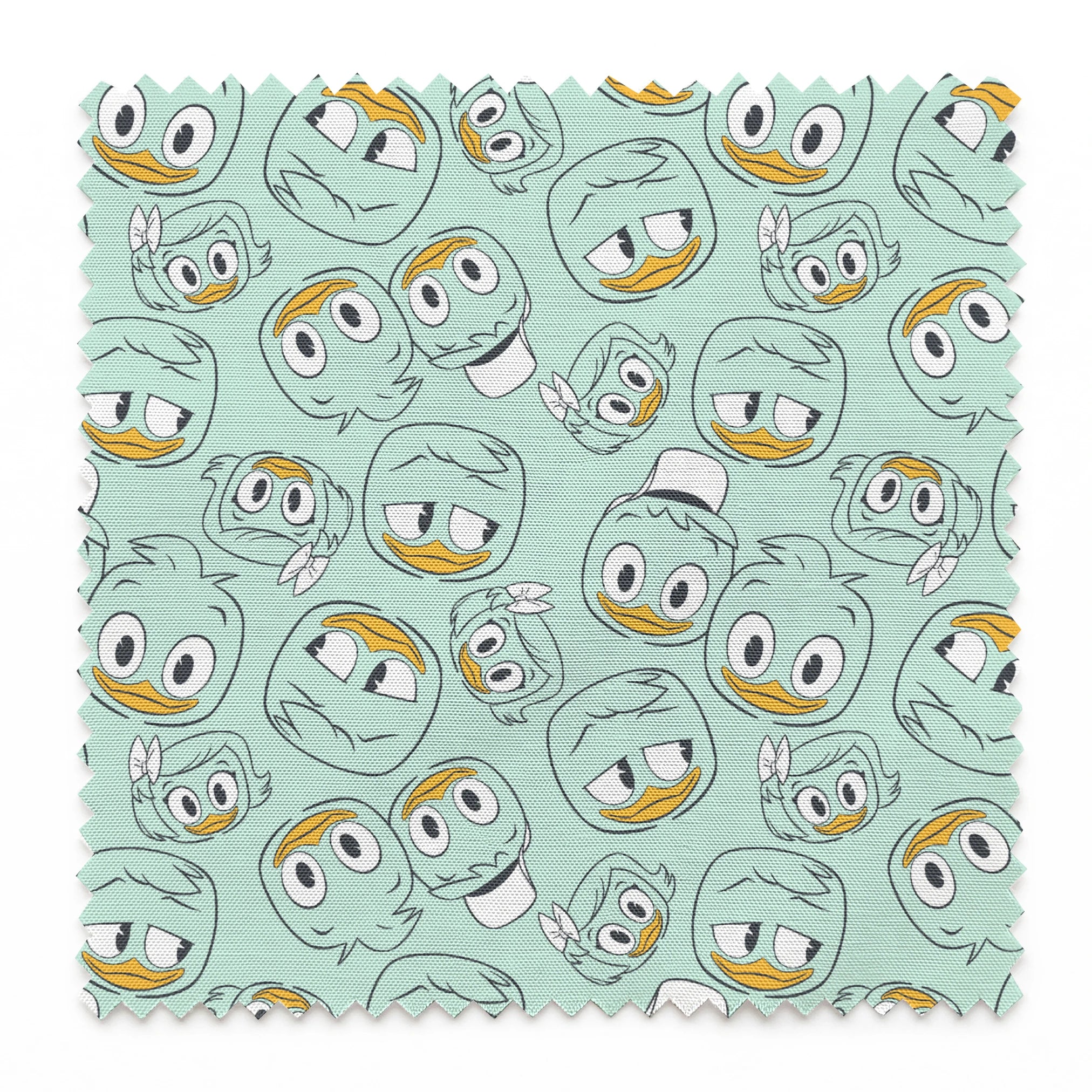 Disney Duck Tales Character Faces on Mint Fabric