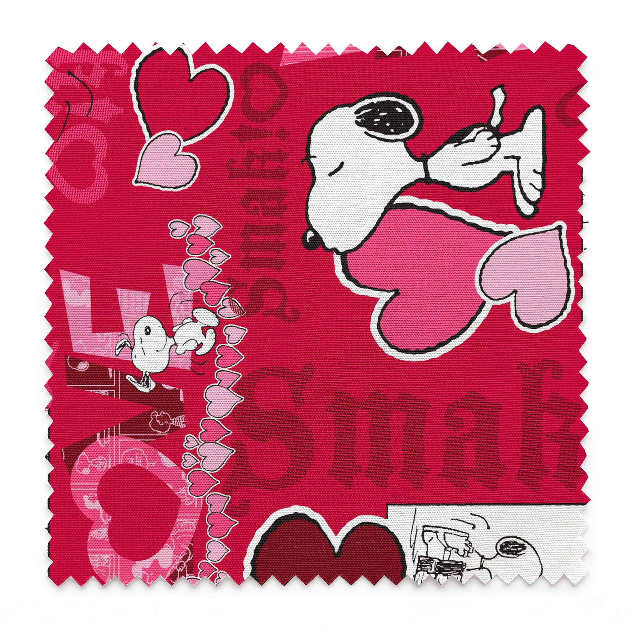 Peanuts Snoopy Love Red Fabric