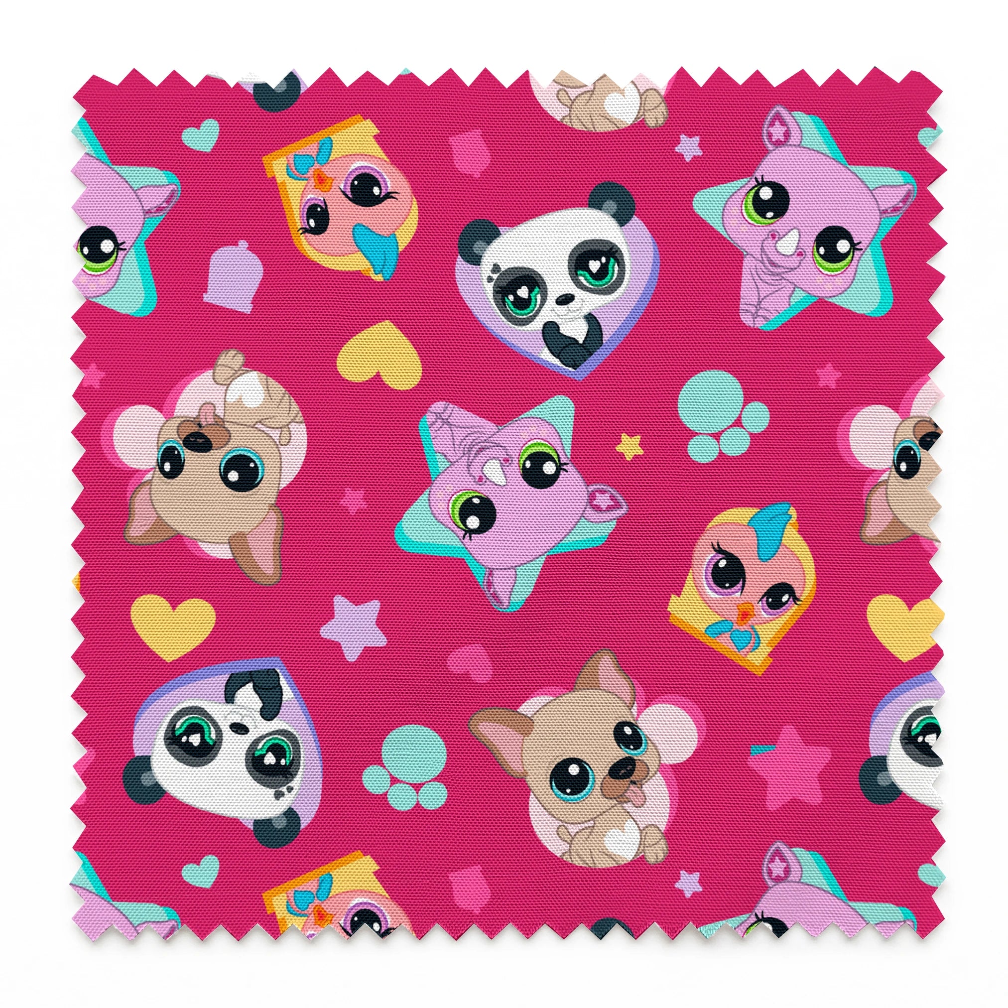 Hasbro Littliest Pet Shop Pet Friends on Pink Fabric