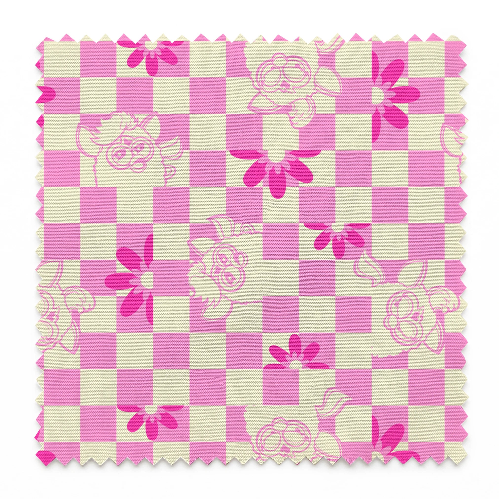 Hasbro Furby Checkered Flowers on Pink Fabric