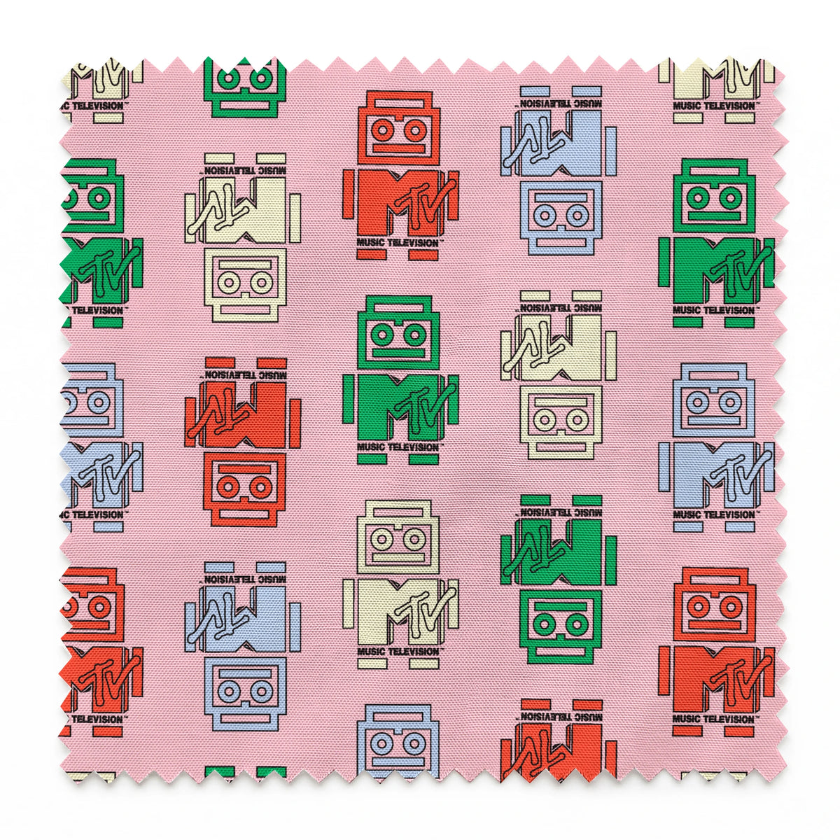 Paramount MTV  Logo Robots on Pink Fabric