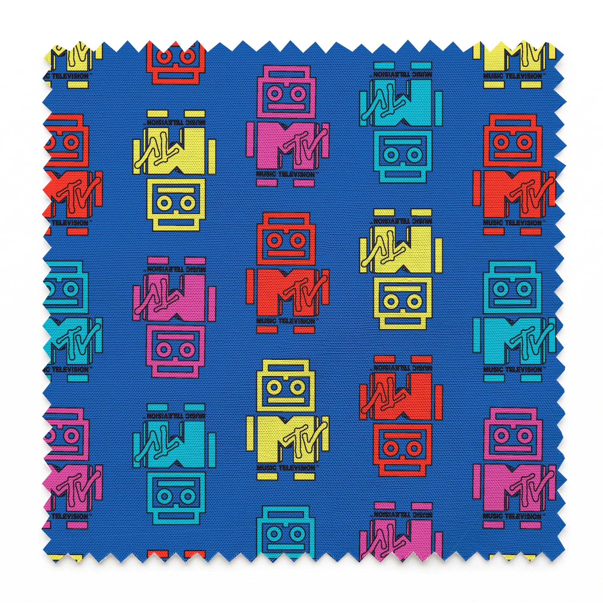 Paramount MTV  Logo Robots on Blue Fabric