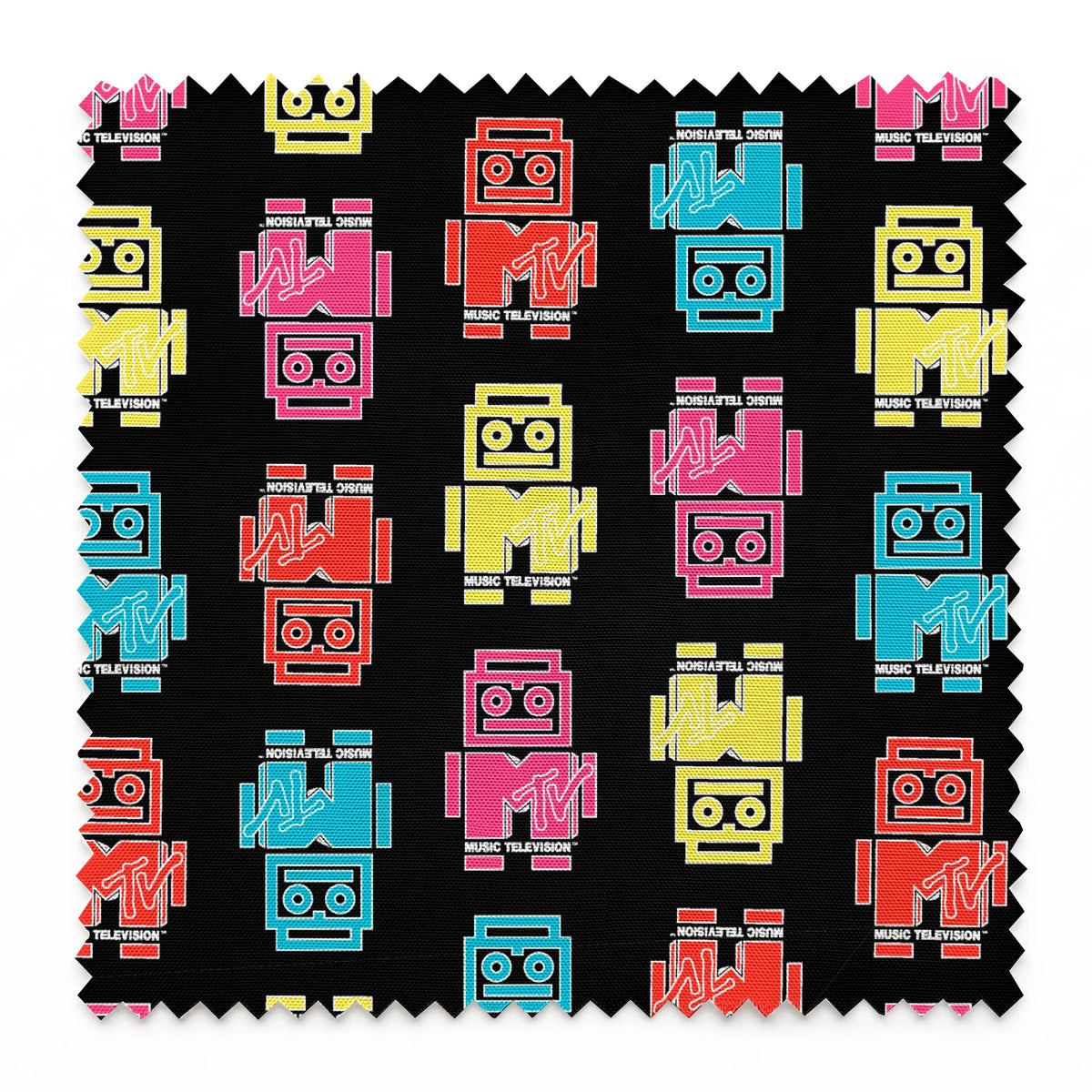 Paramount MTV  Logo Robots on Black Fabric