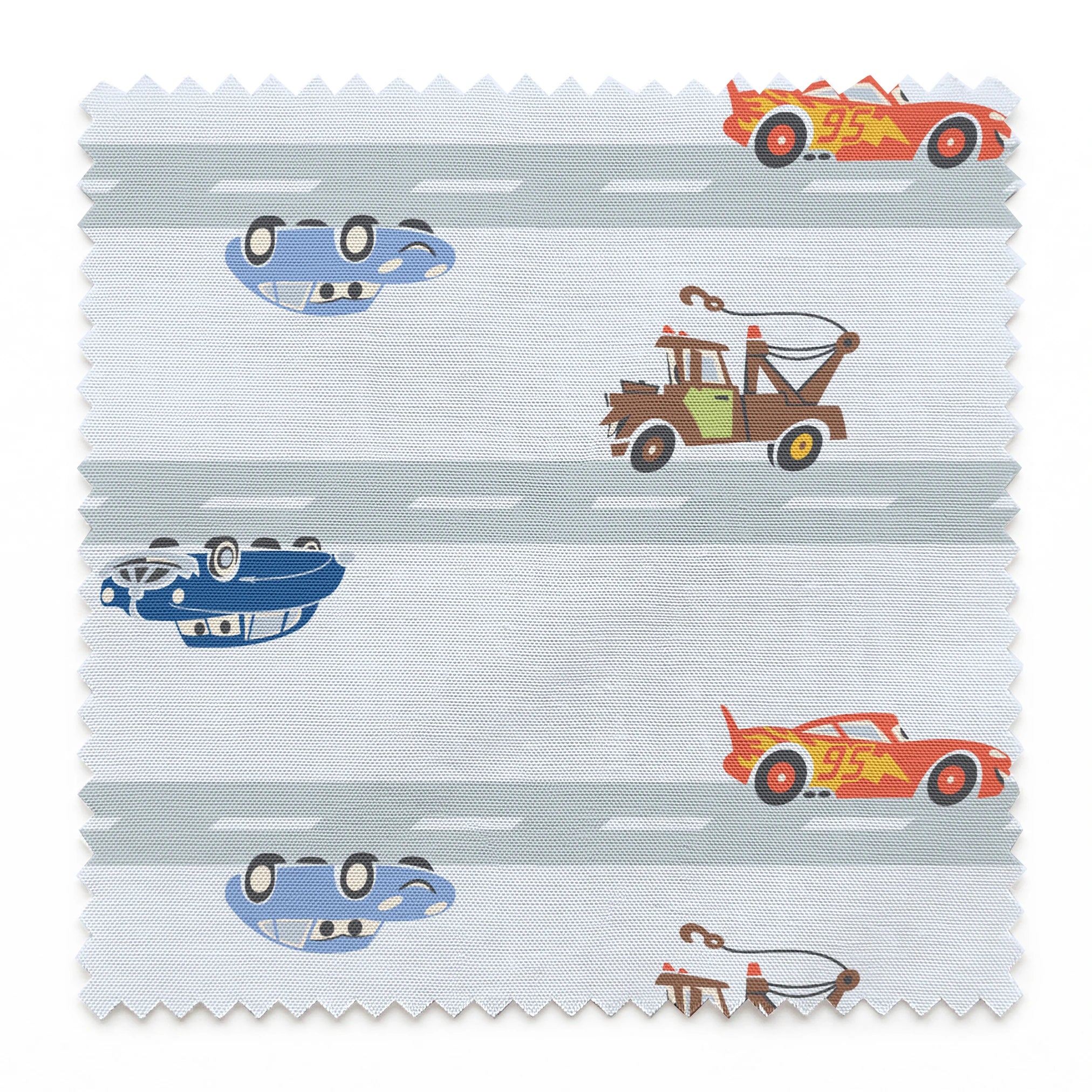 Disney and Pixar Cars Lightning McQueen & Friends Race on Blue Fabric