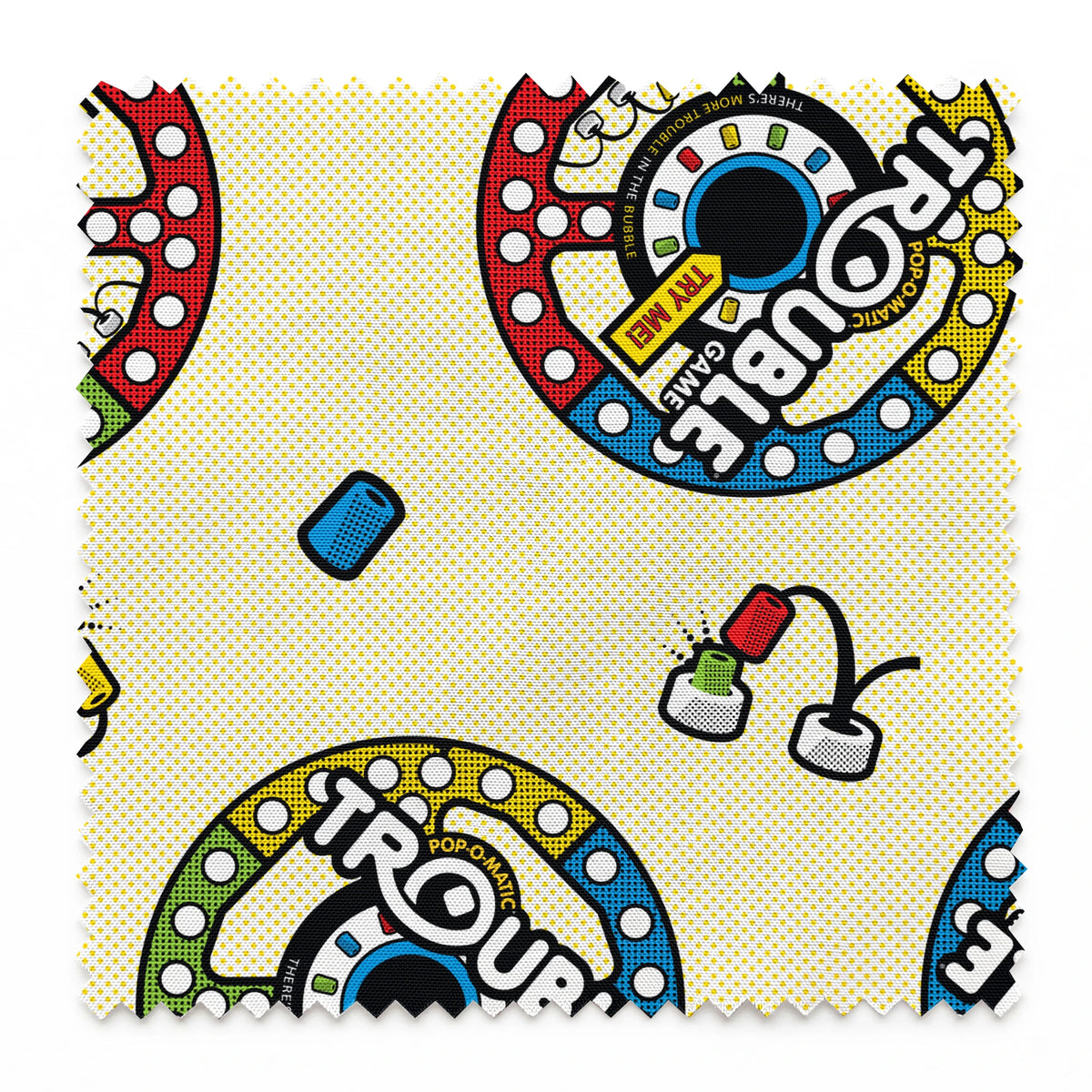 Hasbro Trouble Toss on Yellow Fabric