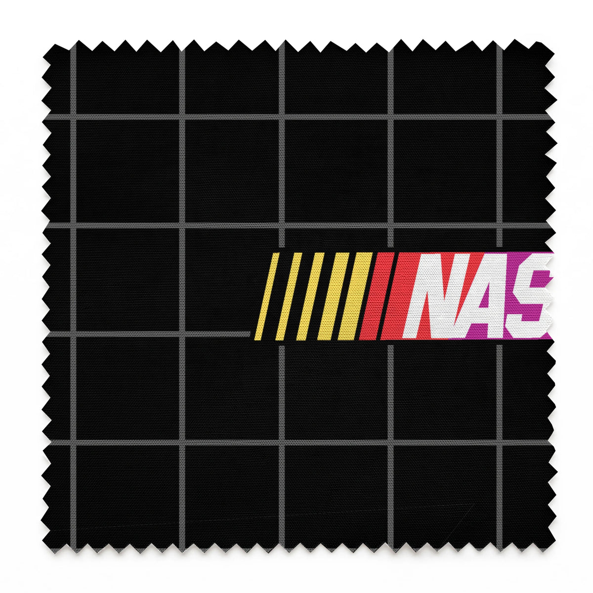 NASCAR® Retro Logo Grid on Black Fabric