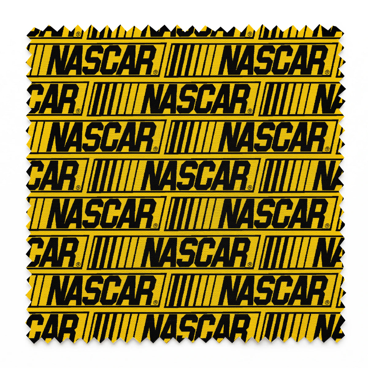 NASCAR® Retro Logo on Yellow Stripes Fabric