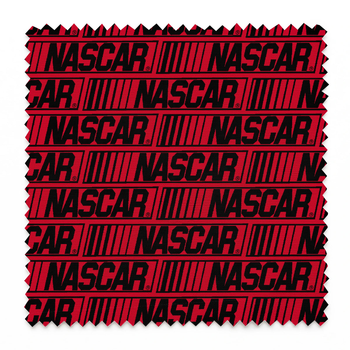 NASCAR® Retro Logo on Red Stripes Fabric