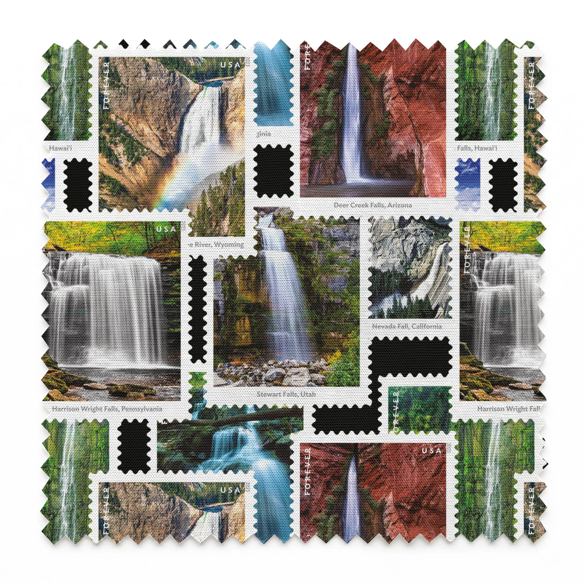 USPS Waterfall Stamps Fabric