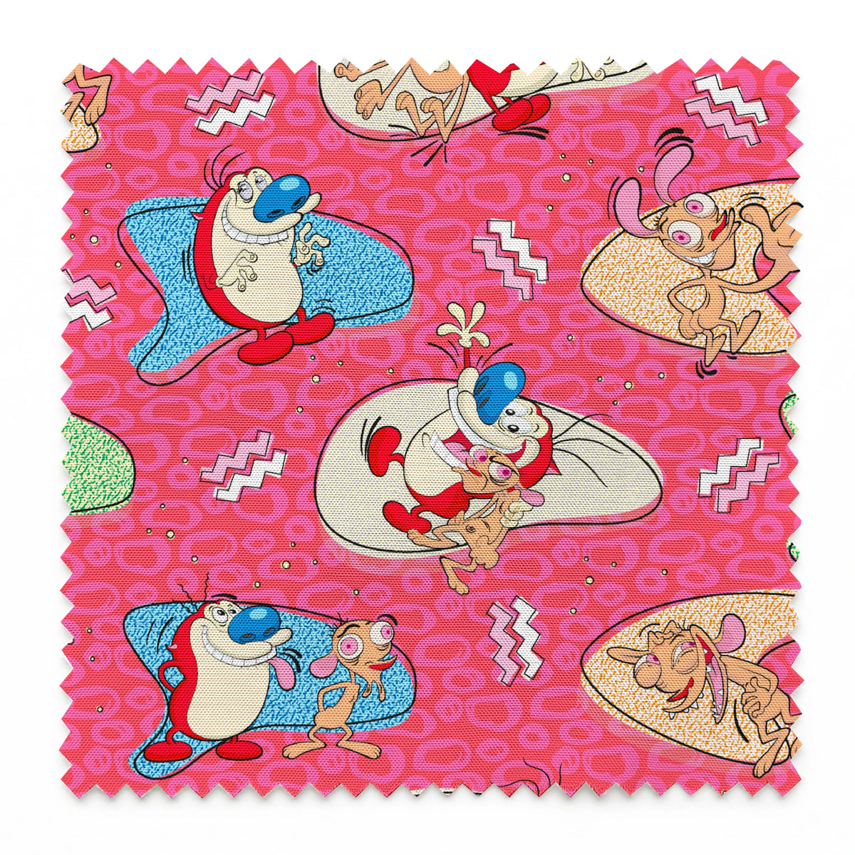 Ren & Stimpy Retro Graphics on Pink Fabric