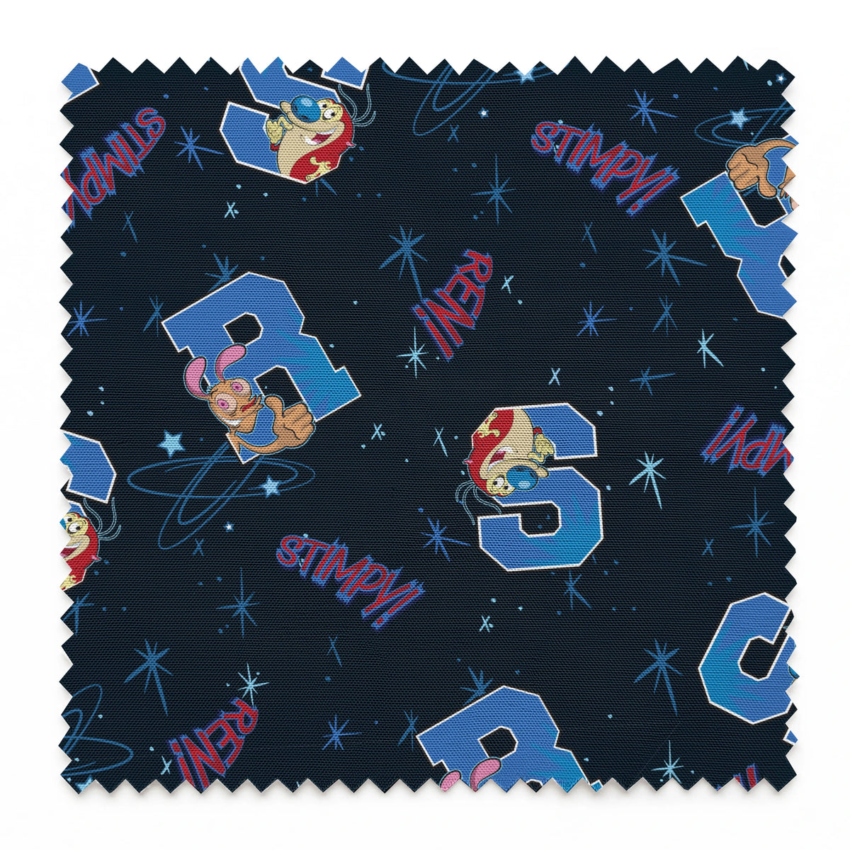 Ren & Stimpy Varsity Letters on Navy Fabric