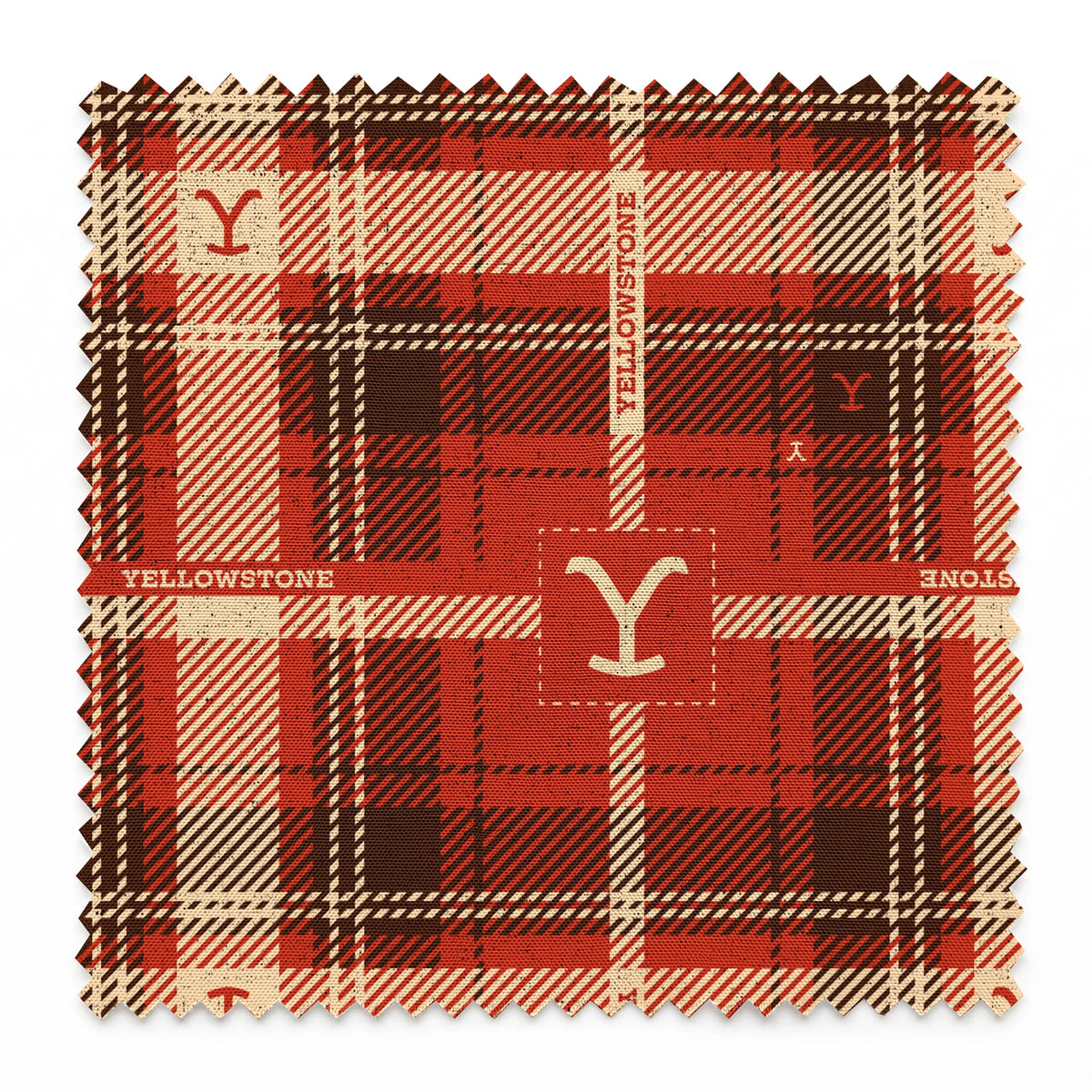 Paramount Yellowstone Rustic Plaid on Red Fabric