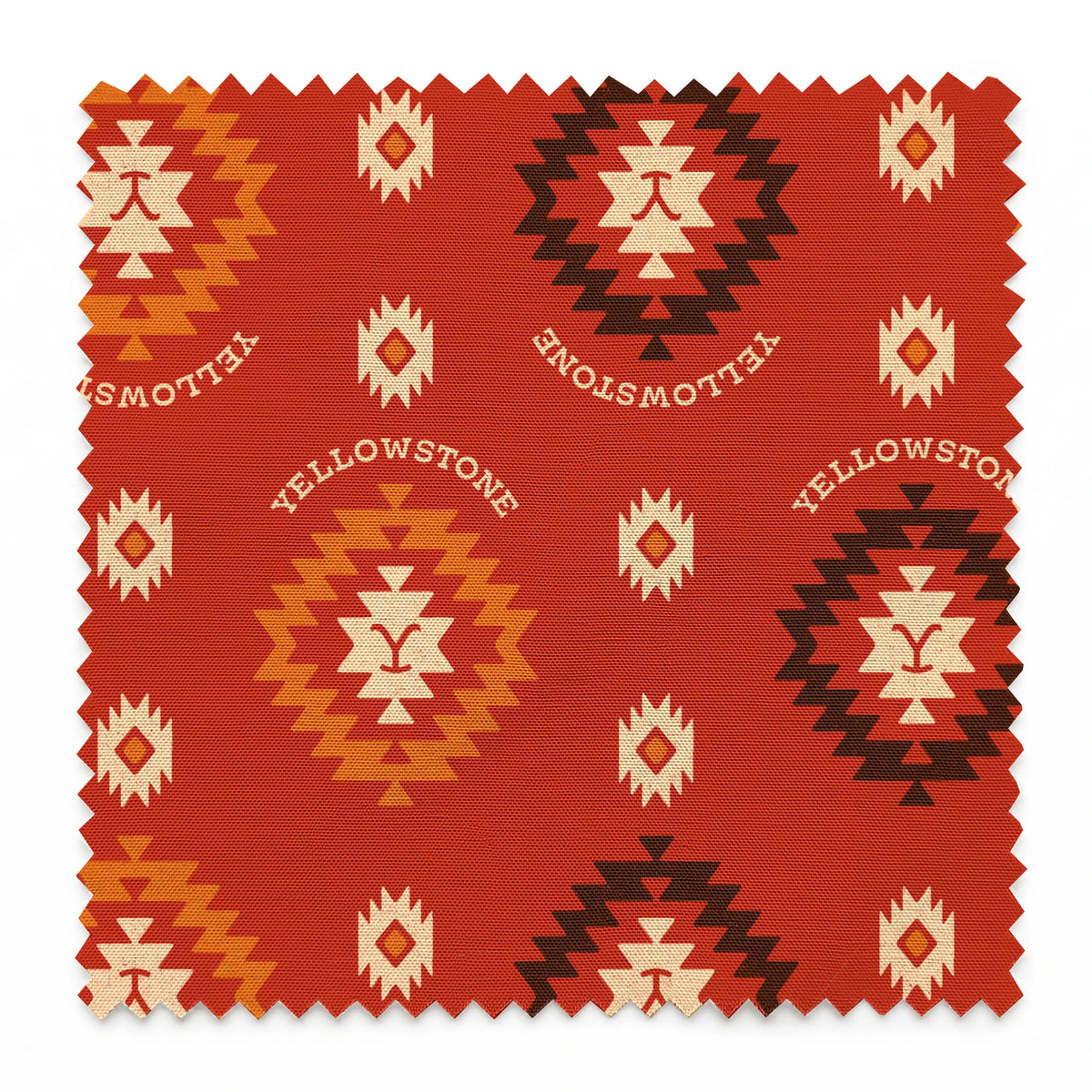Paramount Yellowstone Tribal Medallions on Red Fabric