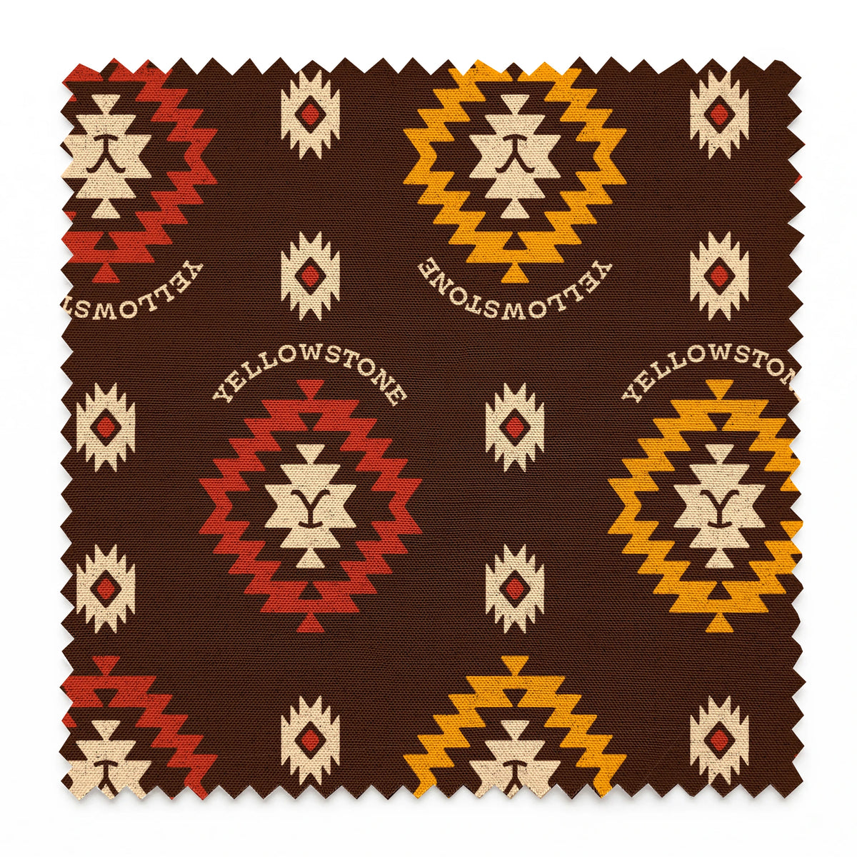 Paramount Yellowstone Tribal Medallions on Brown Fabric
