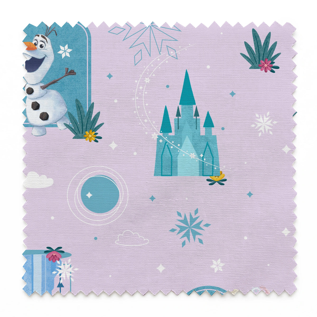 Disney Frozen Falling Snow on Lavender Fabric